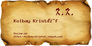 Kolbay Kristóf névjegykártya